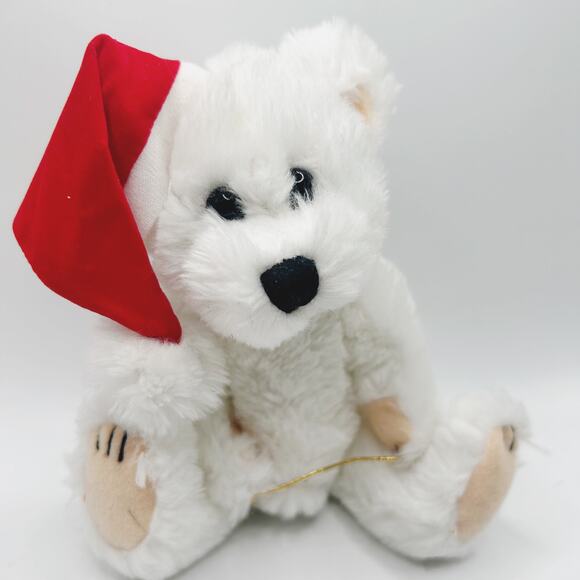 VNTG Steve Smith Christmas Holiday Bear Wearing Santa Hat Plush Stuffed Animal - Picture 2 of 4